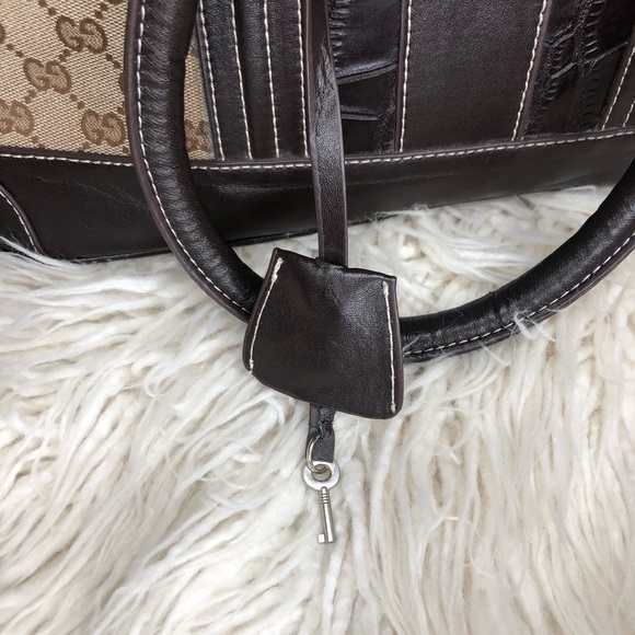 Vintage Gucci Crocodile & Leather Secret Web Tote - Picture 5 of 11